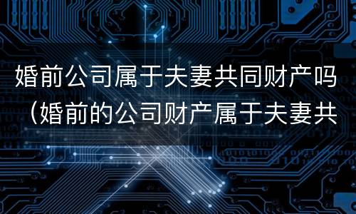 婚前公司属于夫妻共同财产吗（婚前的公司财产属于夫妻共有吗）