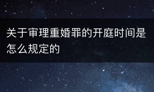 关于审理重婚罪的开庭时间是怎么规定的