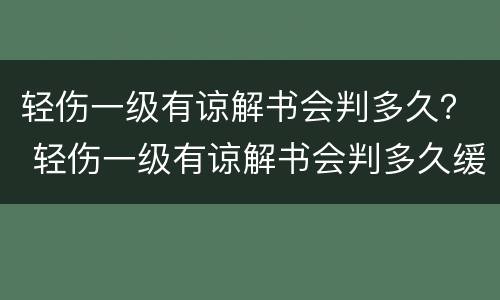 轻伤一级有谅解书会判多久？ 轻伤一级有谅解书会判多久缓刑