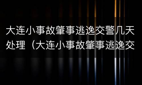 大连小事故肇事逃逸交警几天处理（大连小事故肇事逃逸交警几天处理完）