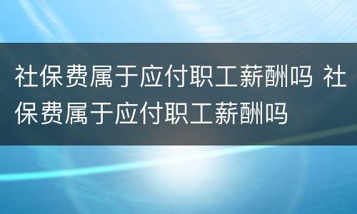 社保费属于应付职工薪酬吗 社保费属于应付职工薪酬吗