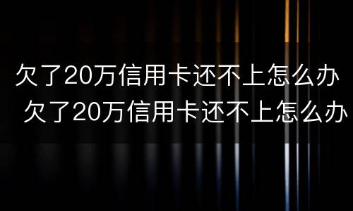 欠了20万信用卡还不上怎么办 欠了20万信用卡还不上怎么办呀