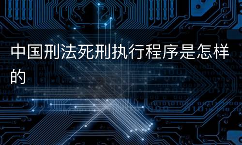 中国刑法死刑执行程序是怎样的