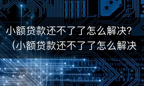 小额贷款还不了了怎么解决？（小额贷款还不了了怎么解决）