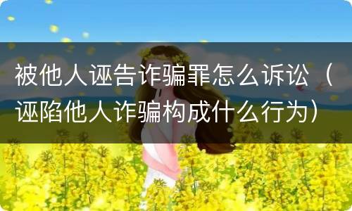 被他人诬告诈骗罪怎么诉讼（诬陷他人诈骗构成什么行为）