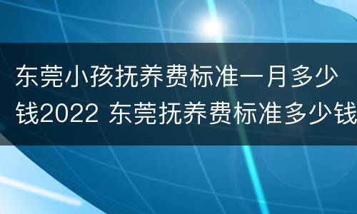 东莞小孩抚养费标准一月多少钱2022 东莞抚养费标准多少钱一个月