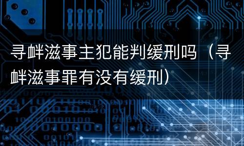 寻衅滋事主犯能判缓刑吗（寻衅滋事罪有没有缓刑）