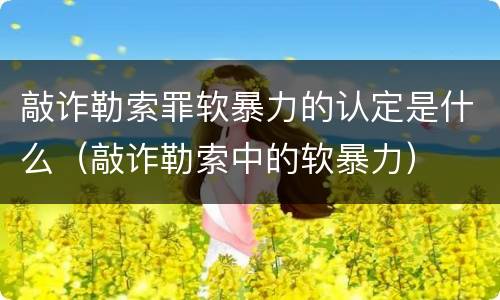 敲诈勒索罪软暴力的认定是什么（敲诈勒索中的软暴力）