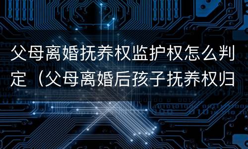 父母离婚抚养权监护权怎么判定（父母离婚后孩子抚养权归母亲,监护人是谁）