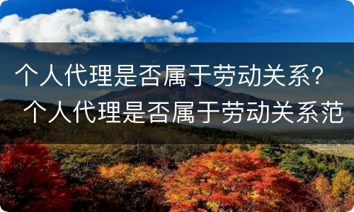 个人代理是否属于劳动关系？ 个人代理是否属于劳动关系范围