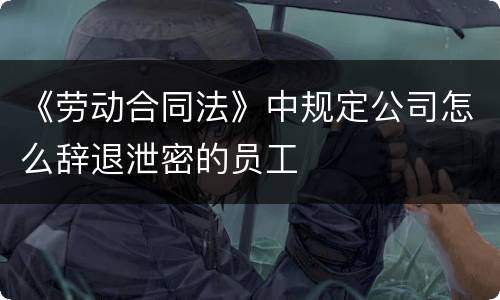 《劳动合同法》中规定公司怎么辞退泄密的员工