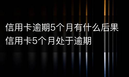 信用卡逾期5个月有什么后果 信用卡5个月处于逾期
