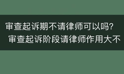 审查起诉期不请律师可以吗？ 审查起诉阶段请律师作用大不大