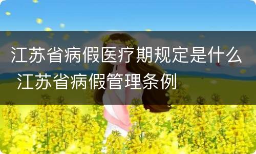 江苏省病假医疗期规定是什么 江苏省病假管理条例