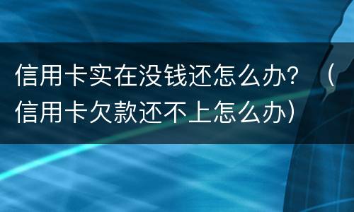 信用卡实在没钱还怎么办？（信用卡欠款还不上怎么办）