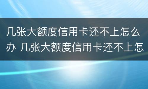 几张大额度信用卡还不上怎么办 几张大额度信用卡还不上怎么办呀