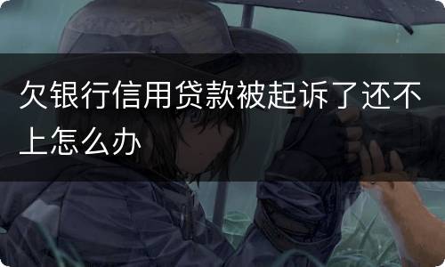 欠银行信用贷款被起诉了还不上怎么办
