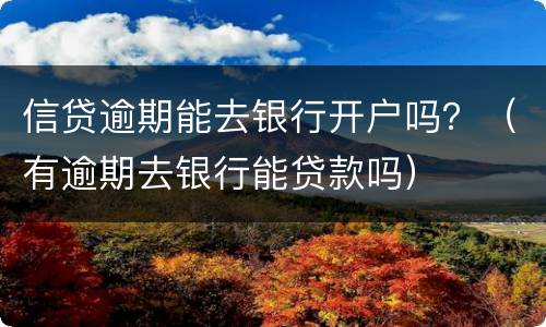 信贷逾期能去银行开户吗？（有逾期去银行能贷款吗）
