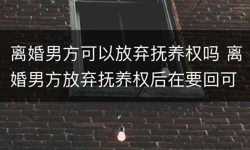 离婚男方可以放弃抚养权吗 离婚男方放弃抚养权后在要回可以吗?