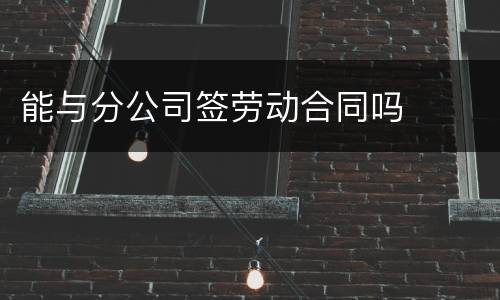 能与分公司签劳动合同吗