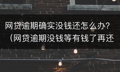 网贷逾期确实没钱还怎么办？（网贷逾期没钱等有钱了再还吗）