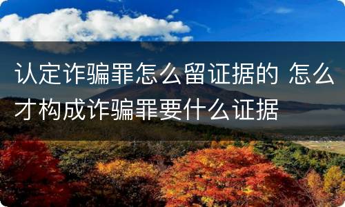 认定诈骗罪怎么留证据的 怎么才构成诈骗罪要什么证据