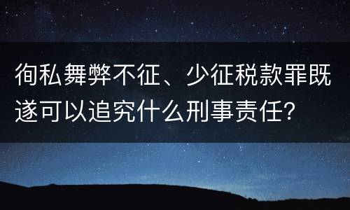 徇私舞弊不征、少征税款罪既遂可以追究什么刑事责任？