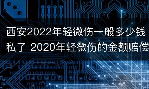 西安2022年轻微伤一般多少钱私了 2020年轻微伤的金额赔偿标准