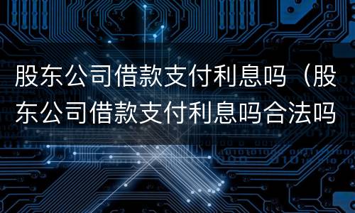 股东公司借款支付利息吗（股东公司借款支付利息吗合法吗）