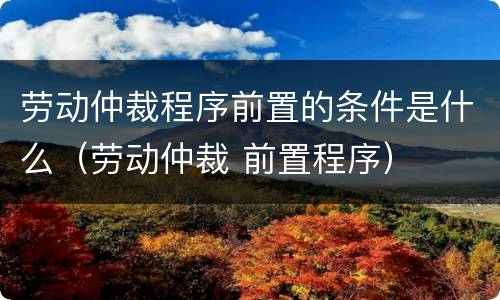 劳动仲裁程序前置的条件是什么（劳动仲裁 前置程序）