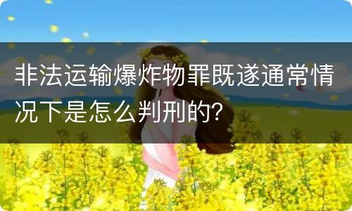 非法运输爆炸物罪既遂通常情况下是怎么判刑的？
