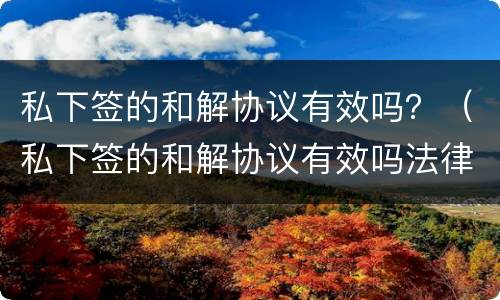 私下签的和解协议有效吗？（私下签的和解协议有效吗法律）