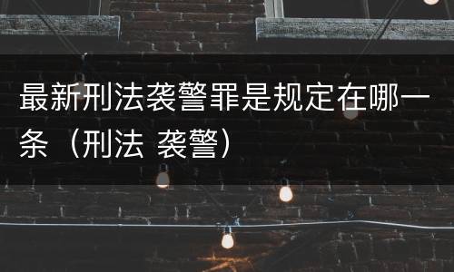 最新刑法袭警罪是规定在哪一条（刑法 袭警）