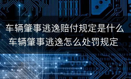 车辆肇事逃逸赔付规定是什么 车辆肇事逃逸怎么处罚规定
