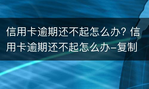 信用卡逾期还不起怎么办? 信用卡逾期还不起怎么办-复制