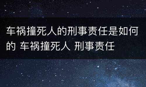 车祸撞死人的刑事责任是如何的 车祸撞死人 刑事责任