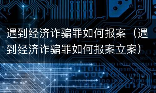 遇到经济诈骗罪如何报案（遇到经济诈骗罪如何报案立案）