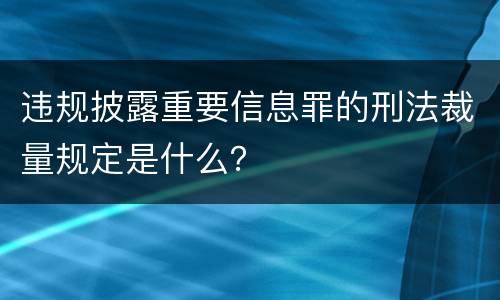 违规披露重要信息罪的刑法裁量规定是什么？