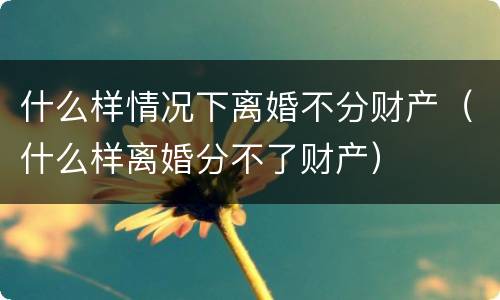 什么样情况下离婚不分财产（什么样离婚分不了财产）
