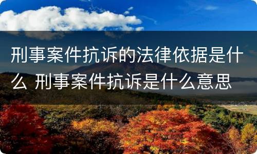 刑事案件抗诉的法律依据是什么 刑事案件抗诉是什么意思