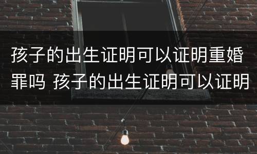 孩子的出生证明可以证明重婚罪吗 孩子的出生证明可以证明重婚罪吗