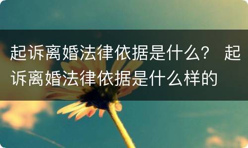 起诉离婚法律依据是什么？ 起诉离婚法律依据是什么样的