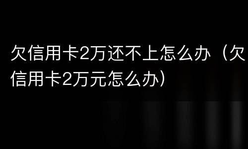 欠信用卡2万还不上怎么办（欠信用卡2万元怎么办）