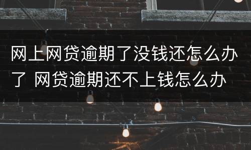 网上网贷逾期了没钱还怎么办了 网贷逾期还不上钱怎么办