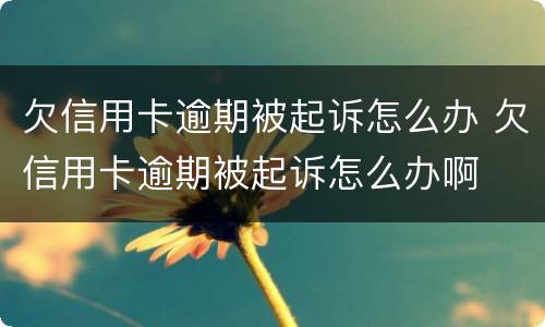 欠信用卡逾期被起诉怎么办 欠信用卡逾期被起诉怎么办啊