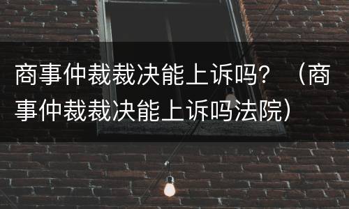 商事仲裁裁决能上诉吗？（商事仲裁裁决能上诉吗法院）