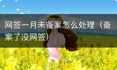 网签一月未备案怎么处理（备案了没网签）