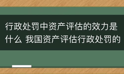 行政处罚中资产评估的效力是什么 我国资产评估行政处罚的追究时效