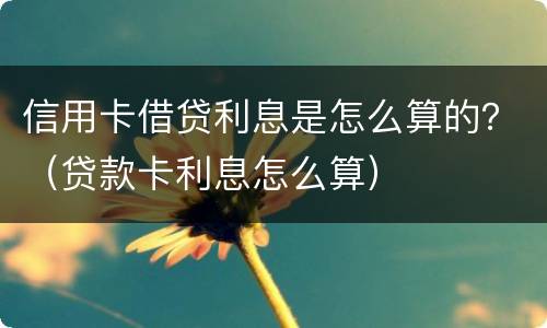 信用卡借贷利息是怎么算的？（贷款卡利息怎么算）