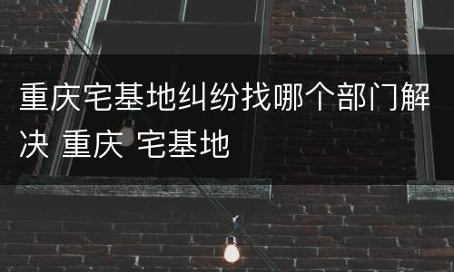 重庆宅基地纠纷找哪个部门解决 重庆 宅基地